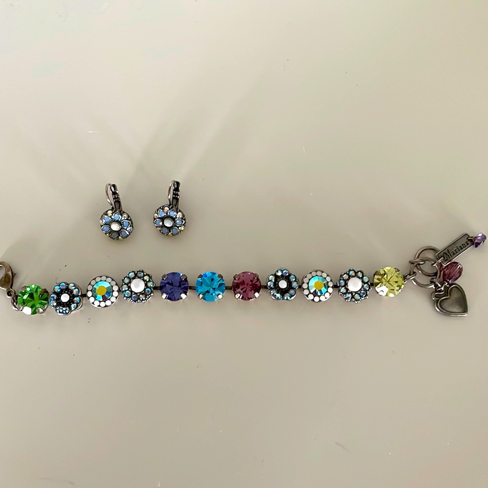 Mariana blue and opal toned bracelet and earrings